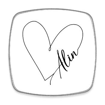 Alin Name Heart Line - Square fridge magnet - white - Front