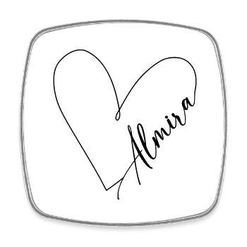 Almira Name Heart Line - Square fridge magnet - white - Front