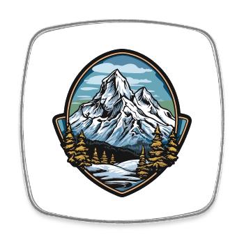 Berge Symbol Wappen Winter - Viereckiger Kühlschrankmagnet - Weiß - Vorne