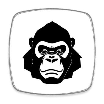 Harter Gorilla im Cartoon Stil - Viereckiger Kühlschrankmagnet - Weiß - Vorne