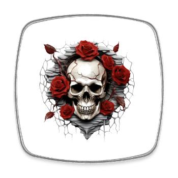 Gothic Skull and Roses Art Graphic Fashion - Square fridge magnet - white - Front
