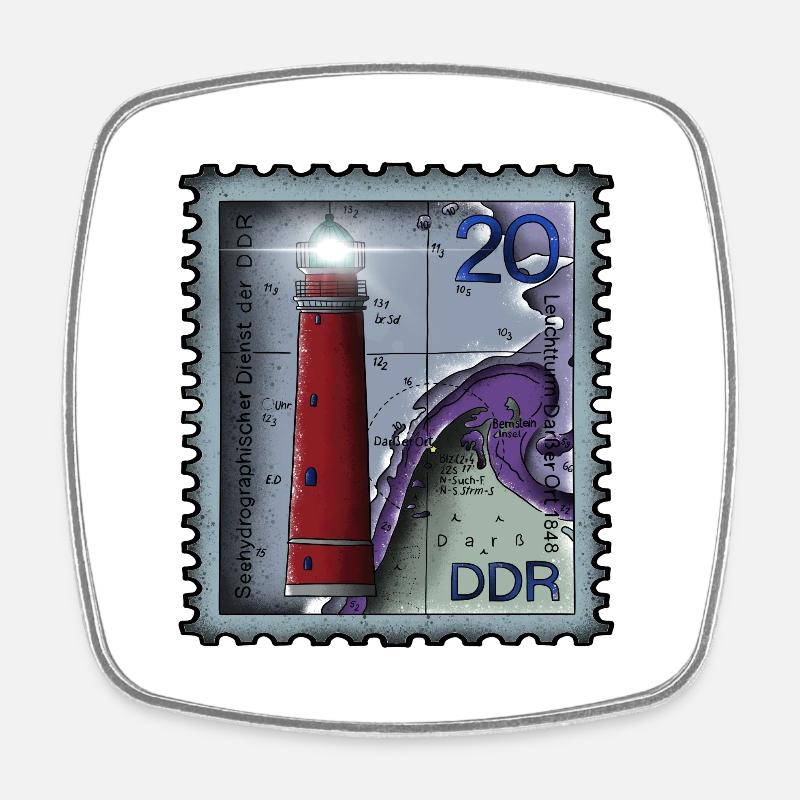 Lighthouse Stamp - Square fridge magnet - white