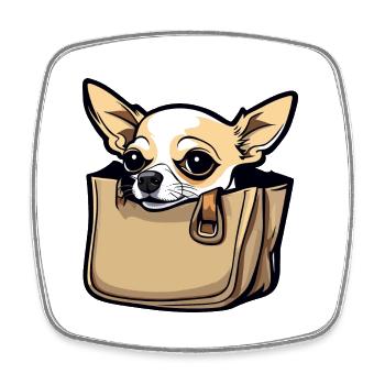 Chihuahua / kleiner Hund / Tier / winzig / Rasse - Viereckiger Kühlschrankmagnet - Weiß - Vorne