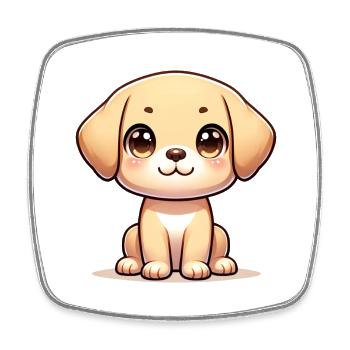 Illustration numérique de chien Labrador mignon - Magnet carré - blanc - Devant