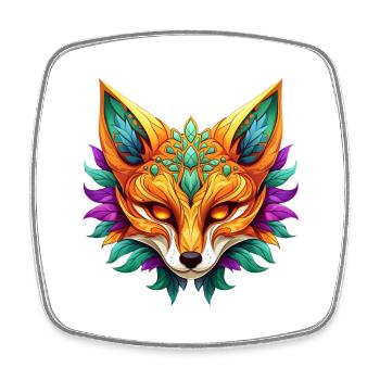 Mardi Gras Fox Portrait - Square fridge magnet - white - Front
