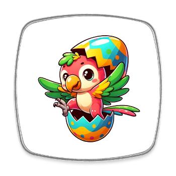 Easter Parrot Hatches from Egg - Square fridge magnet - white - Front