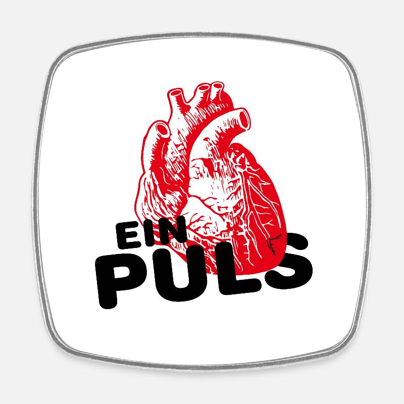 One Pulse - Heart - Square fridge magnet - white