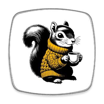 Squirrel in turtleneck sweater - Square fridge magnet - white - Front