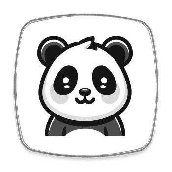 Panda-Bär: Cartoon-Thema - Viereckiger Kühlschrankmagnet - Weiß - Vorne