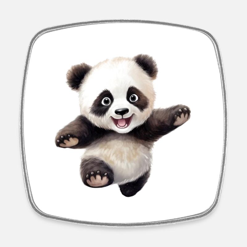 Panda Markus - Magnet carré - blanc