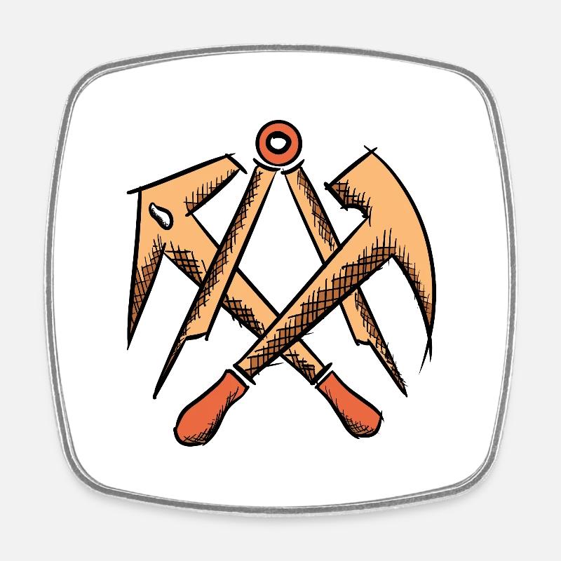 Roofer guild sign, hand-drawn. Drawing - Square fridge magnet - white
