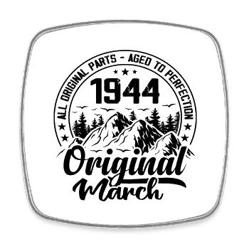 1944 March Original: 80 Years Anniversary Gift - Square fridge magnet - white - Front