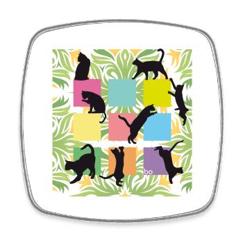 Cats/Katzen Home - Bo-Grafik - Viereckiger Kühlschrankmagnet - Weiß - Vorne