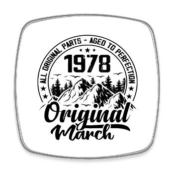 1978 March Original: 46 Years Anniversary Gift - Square fridge magnet - white - Front