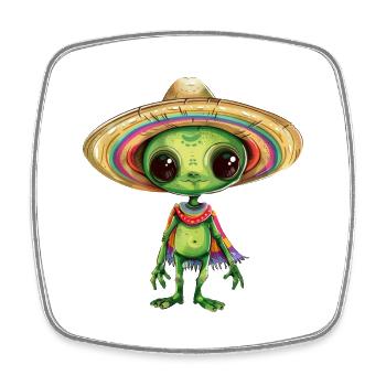 Cinco de Mayo Alien Außerirdischer Feier Design - Viereckiger Kühlschrankmagnet - Weiß - Vorne