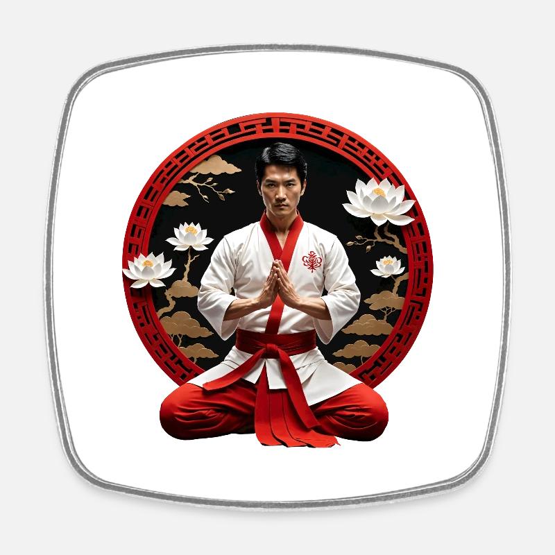 Innerer Frieden mit Kung Fu - Viereckiger Kühlschrankmagnet - Weiß