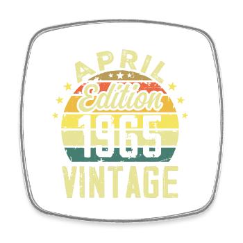 Vintage April 1965 - 1965 Birthday Gift - Square fridge magnet - white - Front
