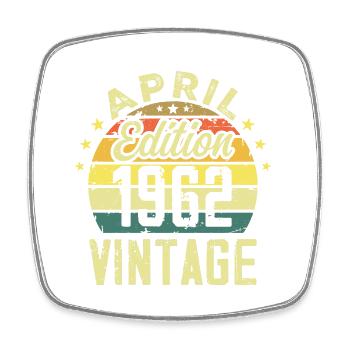 Vintage April 1962 - 1962 Anniversary Gift - Square fridge magnet - white - Front
