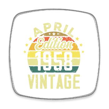 Millésime Avril 1958 - Cadeau Anniversaire 1958 - Magnet carré - blanc - Devant