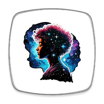Silhouette / Wald / Porträt / Bäume / Person - Viereckiger Kühlschrankmagnet - Weiß - Vorne