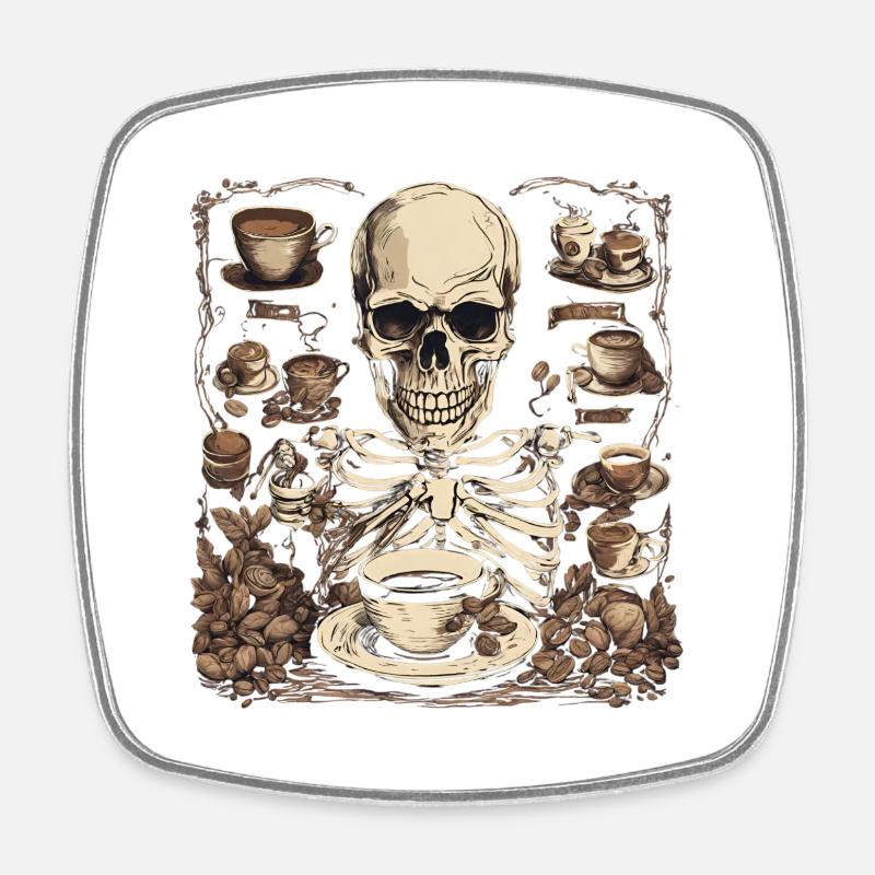 Wall Art Skeleton, Gift for Friends - Square fridge magnet - white