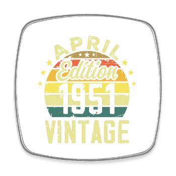 Vintage April 1951 - Birthday Gift 1951 - Square fridge magnet - white - Front