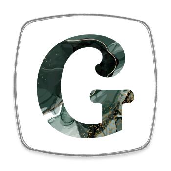 Letter g marbled green - Square fridge magnet - white - Front