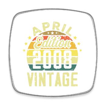 Millésime Avril 2008 - Cadeau Anniversaire 2008 - Magnet carré - blanc - Devant