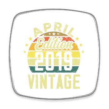 Millésime Avril 2019 - Cadeau Anniversaire 2019 - Magnet carré - blanc - Devant