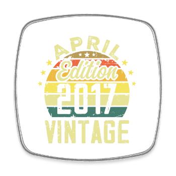 Vintage April 2017 - Birthday Gift 2017 - Square fridge magnet - white - Front