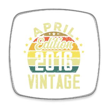 Millésime Avril 2016 - Cadeau Anniversaire 2016 - Magnet carré - blanc - Devant