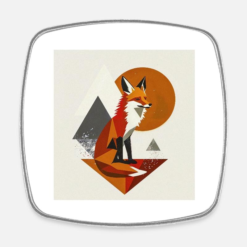 Wild Fox: Abstract Nature Art - Square fridge magnet - white