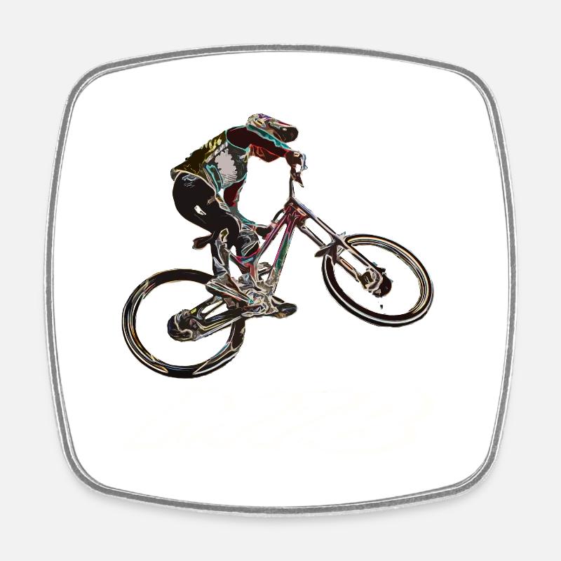 MTB Abfahrt - Viereckiger Kühlschrankmagnet - Weiß