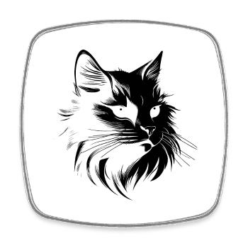 Chat, Motif De Chat, Visage De Chat - Magnet carré - blanc - Devant