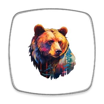 Bear colorful in the wild - Square fridge magnet - white - Front