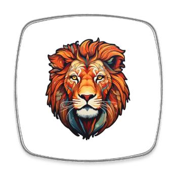 Tête de lion - Magnet carré - blanc - Devant
