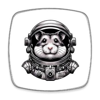 Hamster Astronaut: Space Adventure - Square fridge magnet - white - Front