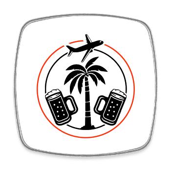 Bière, Palmiers, Vacances, Avion - Magnet carré - blanc - Devant