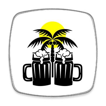 Plage de bière Île de Palm Trees - Magnet carré - blanc - Devant