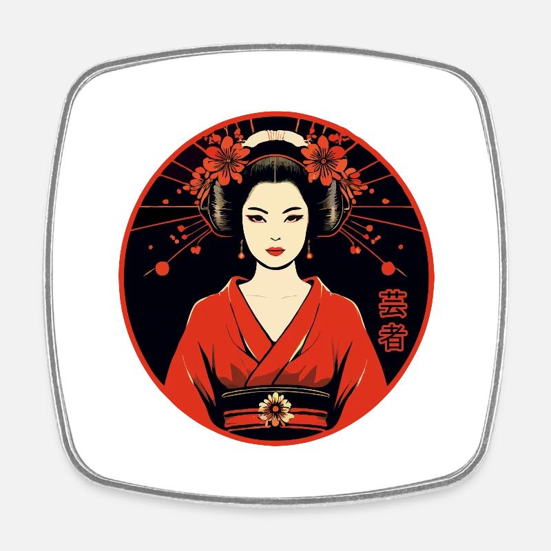 Geisha - Square fridge magnet - white