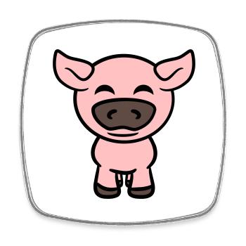 Little Cute Piggy Pig Animal Love - Square fridge magnet - white - Front