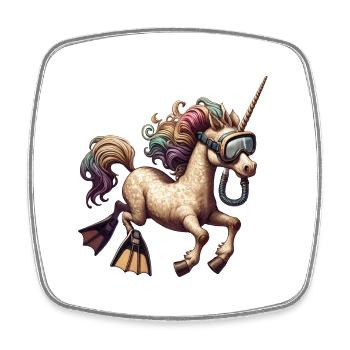 Diving Unicorn Floating Unicorn - Square fridge magnet - white - Front