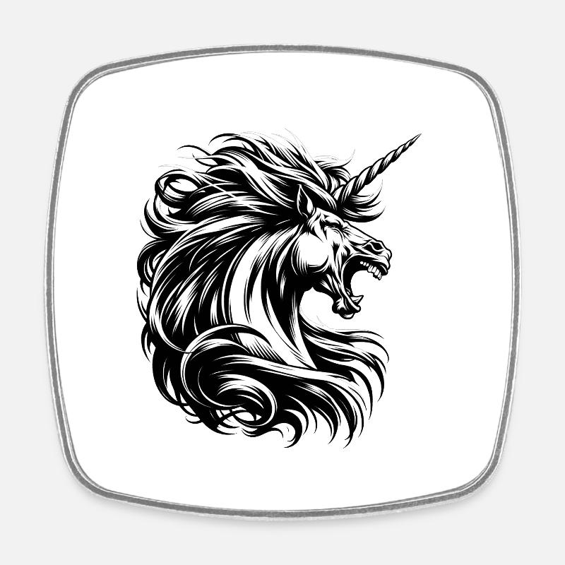 Brüllendes Einhorn - Viereckiger Kühlschrankmagnet - Weiß