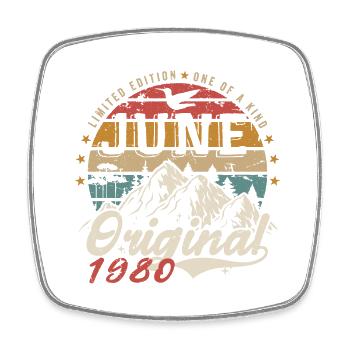 Juin 1980 Anniversaire Juin 1980 Cadeau Juin 1980 - Magnet carré - blanc - Devant