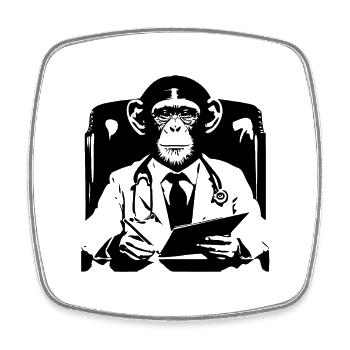 Affen Doktor - Viereckiger Kühlschrankmagnet - Weiß - Vorne