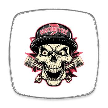Skullmotor - Magnet carré - blanc - Devant