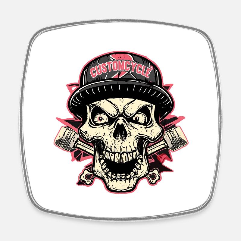 Skullmotor - Magnet carré - blanc