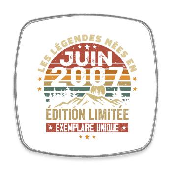 Jahrgang Juni 2007 Jahrgang Juni 2007 Geburtstag - Viereckiger Kühlschrankmagnet - Weiß - Vorne