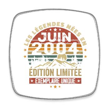 Nées En Juin 2004 Vintage Juin 2004 Anniversaire - Magnet carré - blanc - Devant