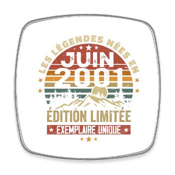 Nées En Juin 2001 Vintage Juin 2001 Anniversaire - Magnet carré - blanc - Devant